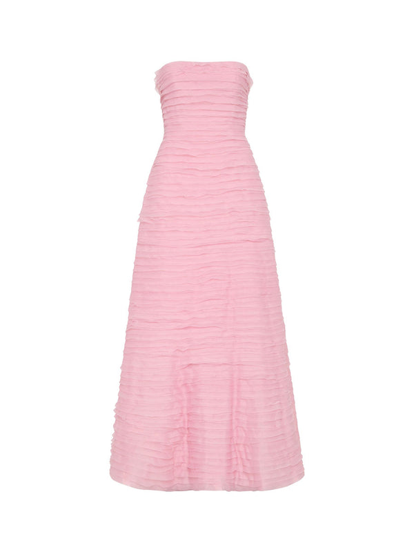 Rent the Aje Soundscape Strapless Chiffon Dress in pink at Rites