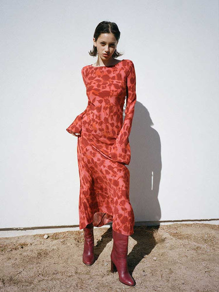realisation par red long sleeve dress Rent The Gia Havana Maxi Dress By Realisation Par