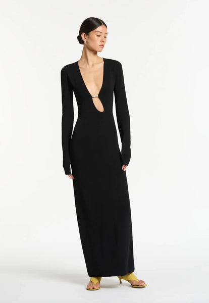 Black beaded dress with sleeves hotsell