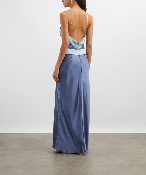 blue reformation dress Jillian Halterneck Silk Midi Size:8 US Women (5 UK/AU) Tadashi Shoji CDY24229L - Whos fancy WTWBOTTOMS