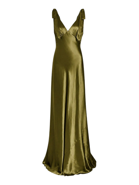 pernille silk dress Rent Reformation Pernille Green Silk Dress