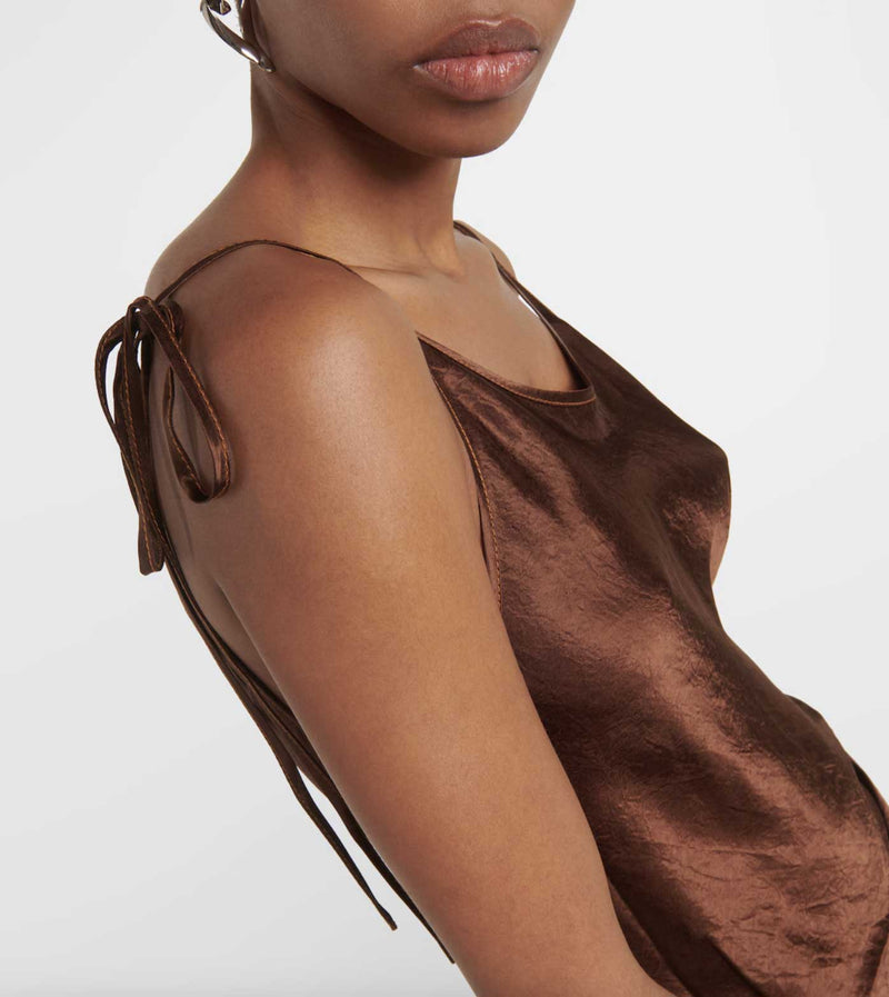 Rent the Acne Studios Satin Brown Midi Dress at Rites