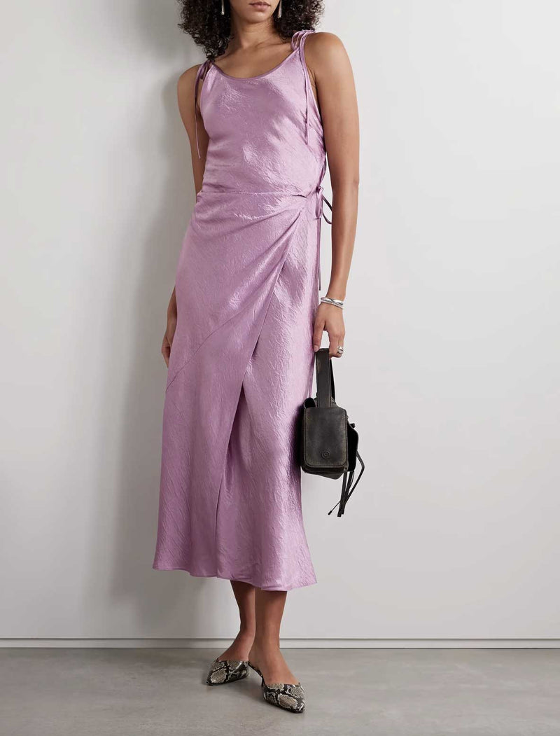 Rent the Acne Studios Satin Purple Midi Dress at Rites London