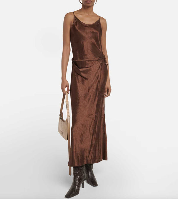 Rent the chocolate brown Acne Studios Satin Midi Dress at Rites