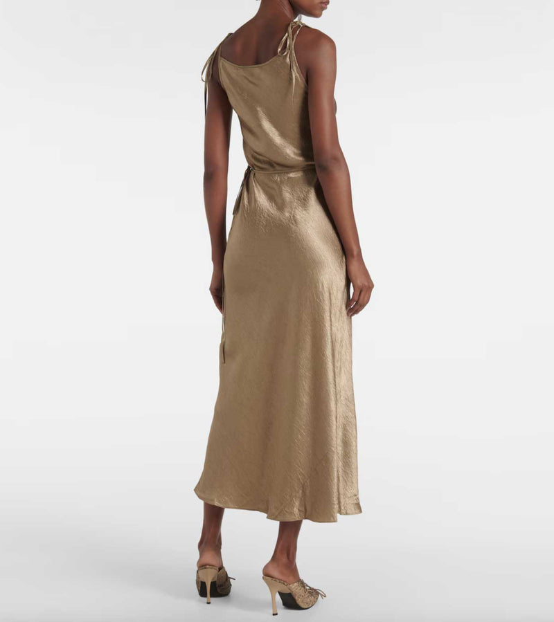 Rent the Acne Studios Satin Midi Dress in Green at Rites