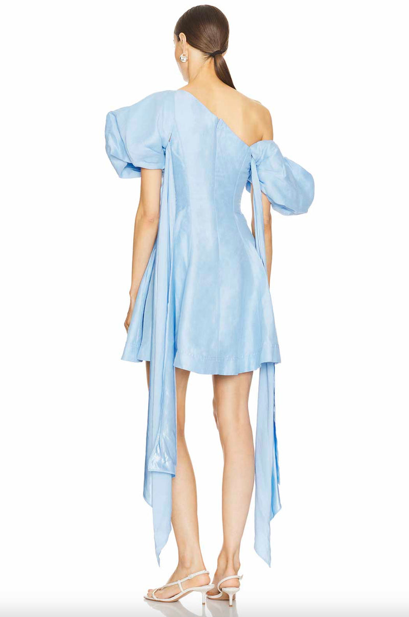 Rent the Aje Arista Tulip Asymmetric Powder Blue Mini Dress at Rites