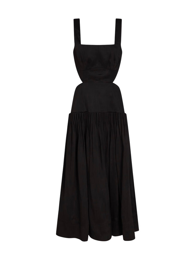 Rent Aje Audette Black Pleated Midi Dress | Rites Rental & Resale Rent Aje Audette Black Pleated Midi Dress | Rites Rental & Resale