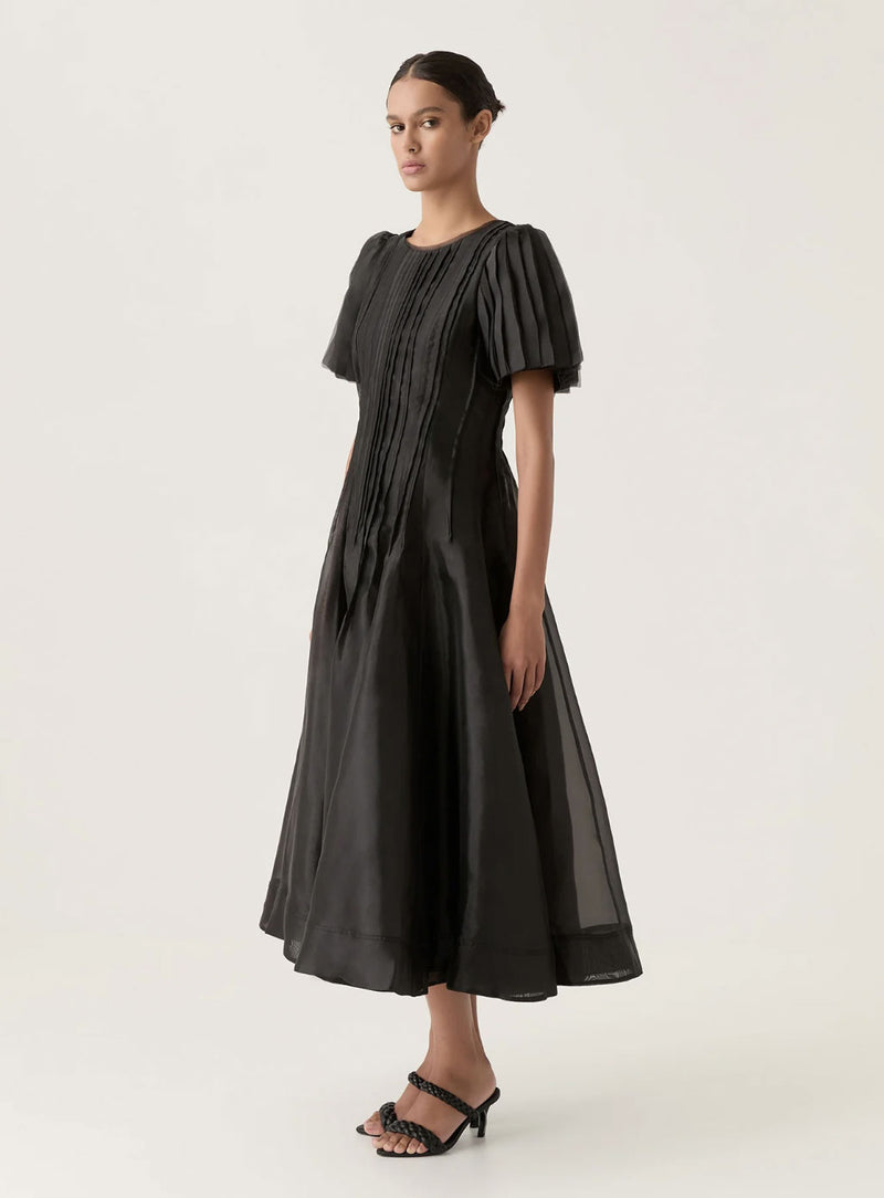 Rent the Aje Nova Pleated Black Midi Dress at Rites