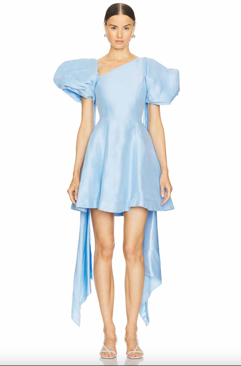 Rent the Powder Blue Arista Tulip Asymmetric Mini Dress by Aje at Rites