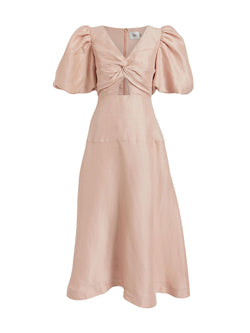 Rent the Aje Dusk Pink Knot Puff-Sleeve Dress at Rites