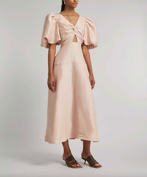 Rent the Aje Knot Puff-Sleeve Dress in dusk pink at Rites