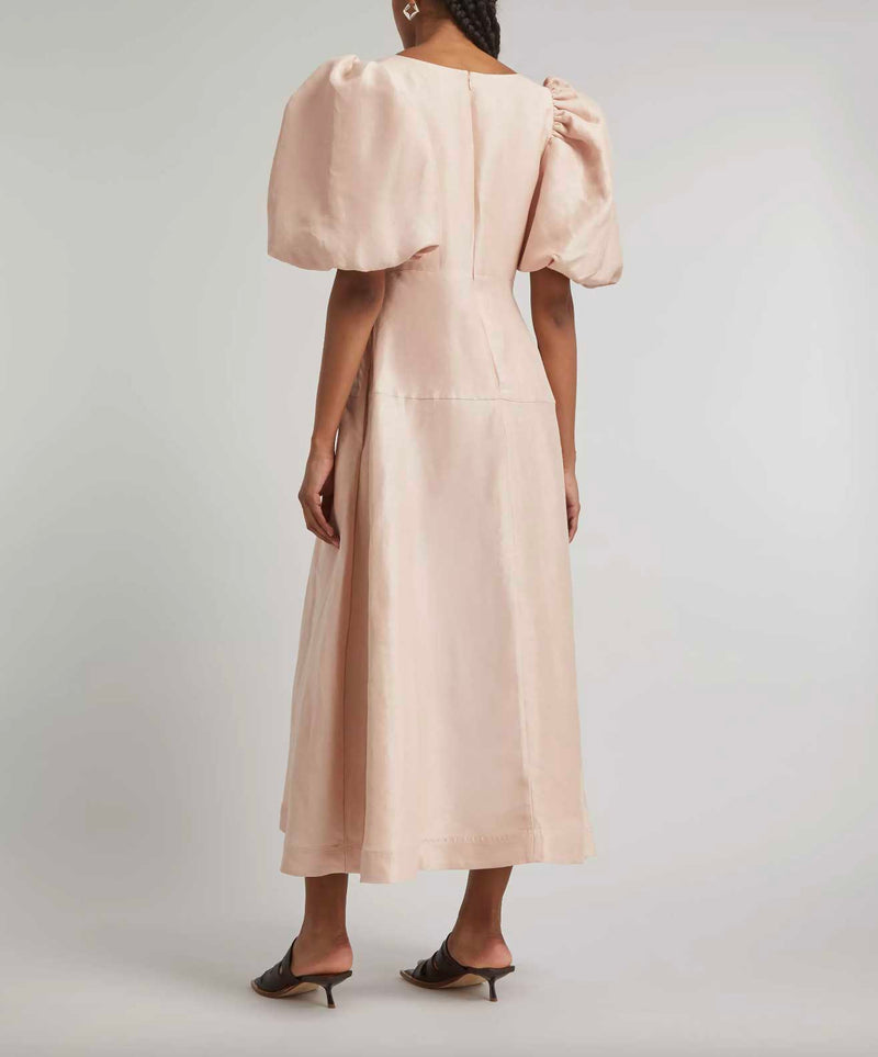 Rent the Dusk Knot Puff-Sleeve Dress in pink by Aje at Rites