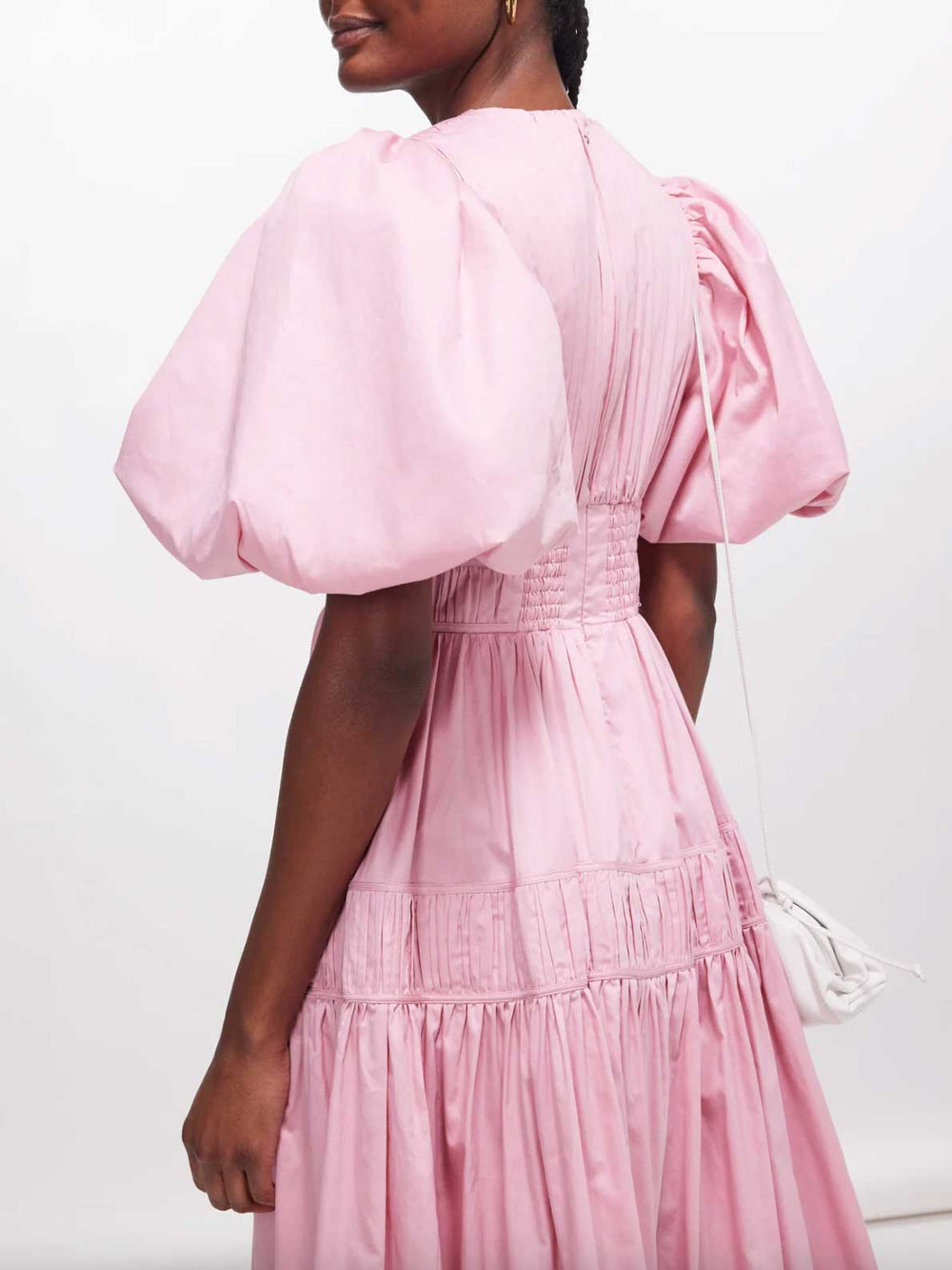 Rent Aje Fallingwater Gathered Midi Dress Pink