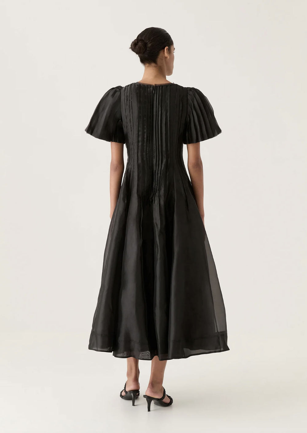 Rent Aje Nova Black Pleated Midi Dress | Rites Rental & Resale