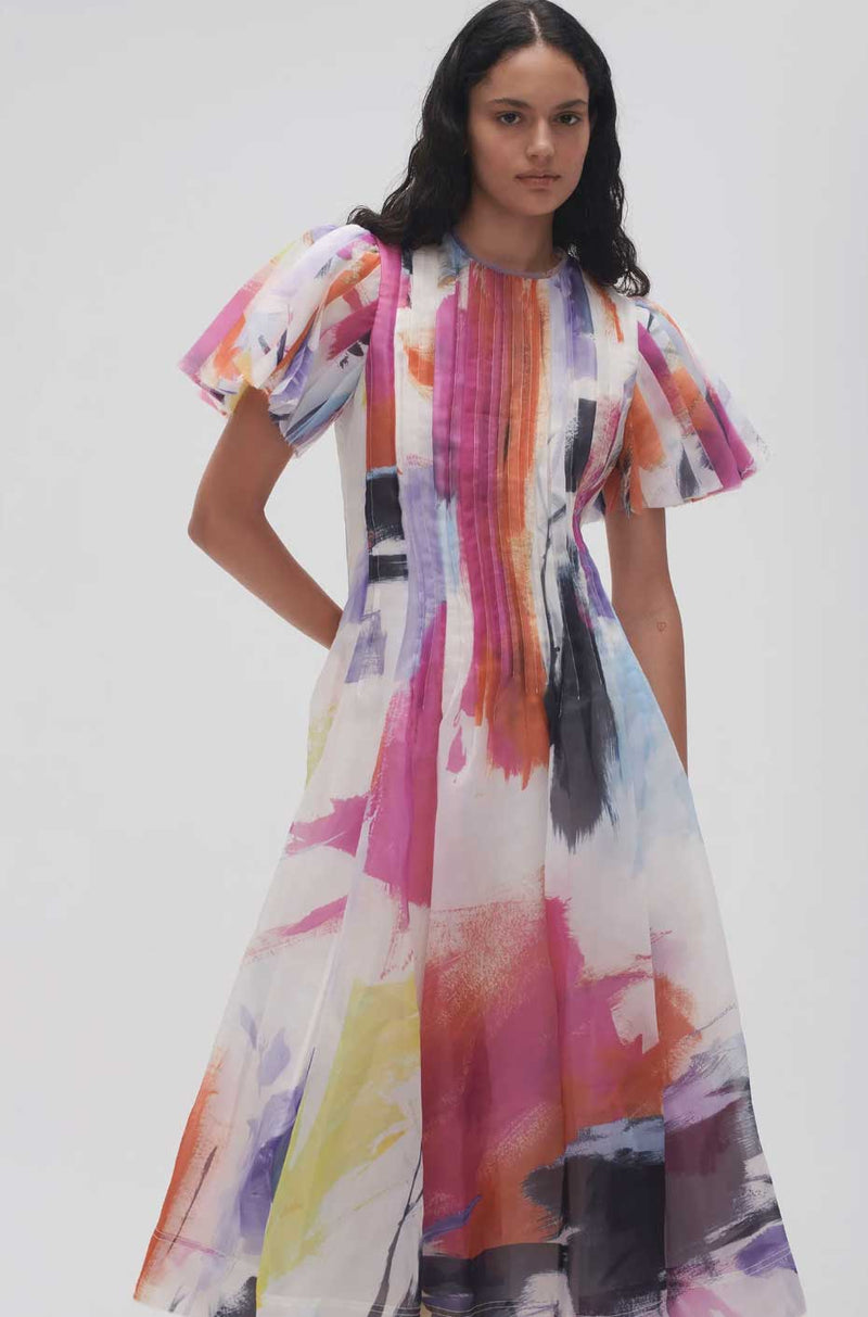 aje nova pleated midi dress pink Nova Pleated Midi Dress Petite Chrie