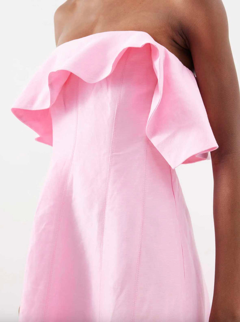 Rent the Aje Shallows Strapless Gown in pink linen-blend at Rites