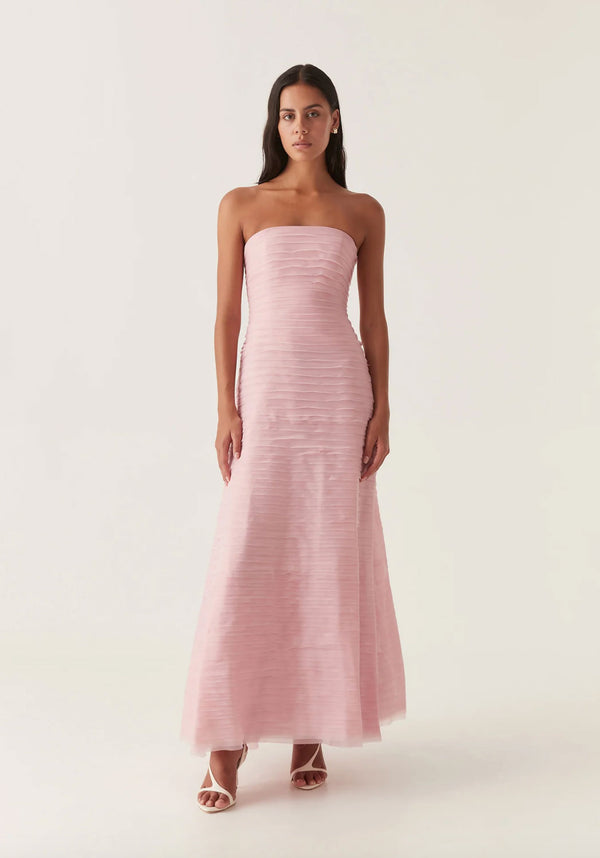 Rent the Soundscape Strapless Chiffon Dress in pink by Aje at Rites