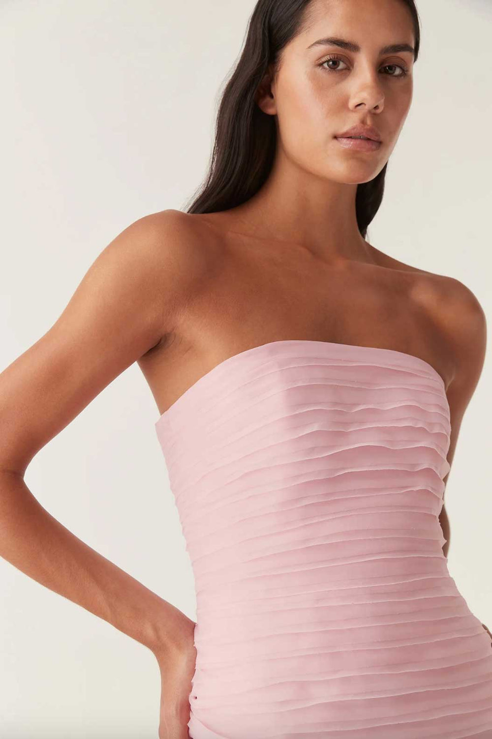 aje soundscape maxi dress rent Rent Aje Soundscape Strapless Layered Chiffon Gown