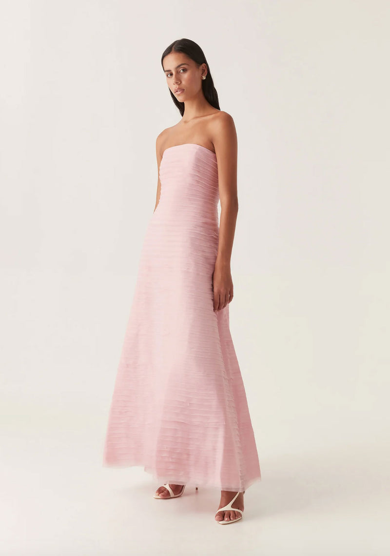 Rent the Aje Soundscape Strapless Dress in pink chiffon at Rites