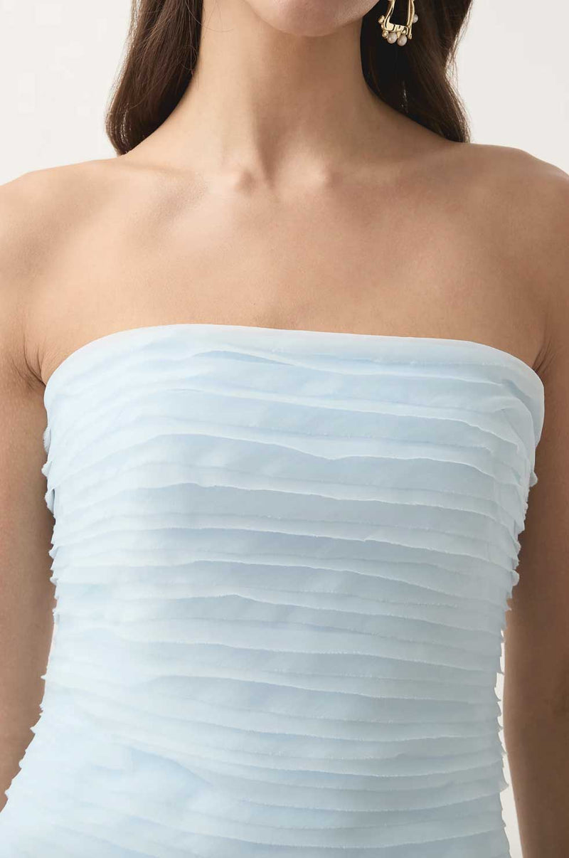 aje blue strapless dress Soundscape Maxi Dress-SEA BREEZE / 6