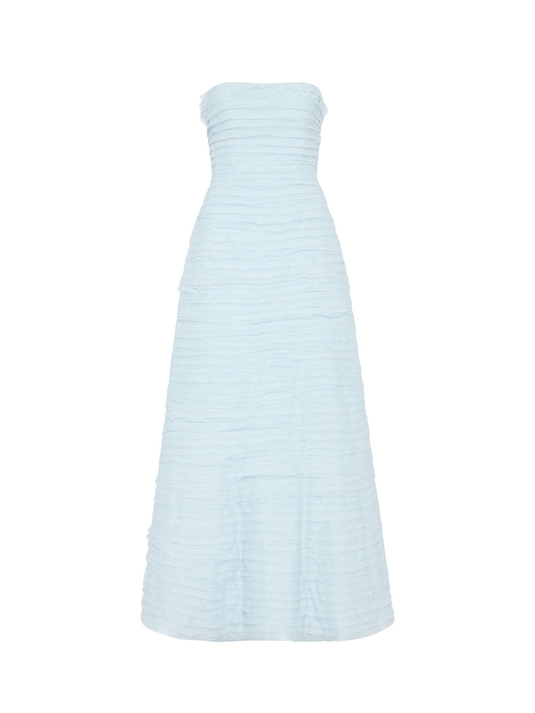 princess polly baby blue dress ASOS Twist Off Shoulder Frill Hem Maxi Dress in Blue main image 0