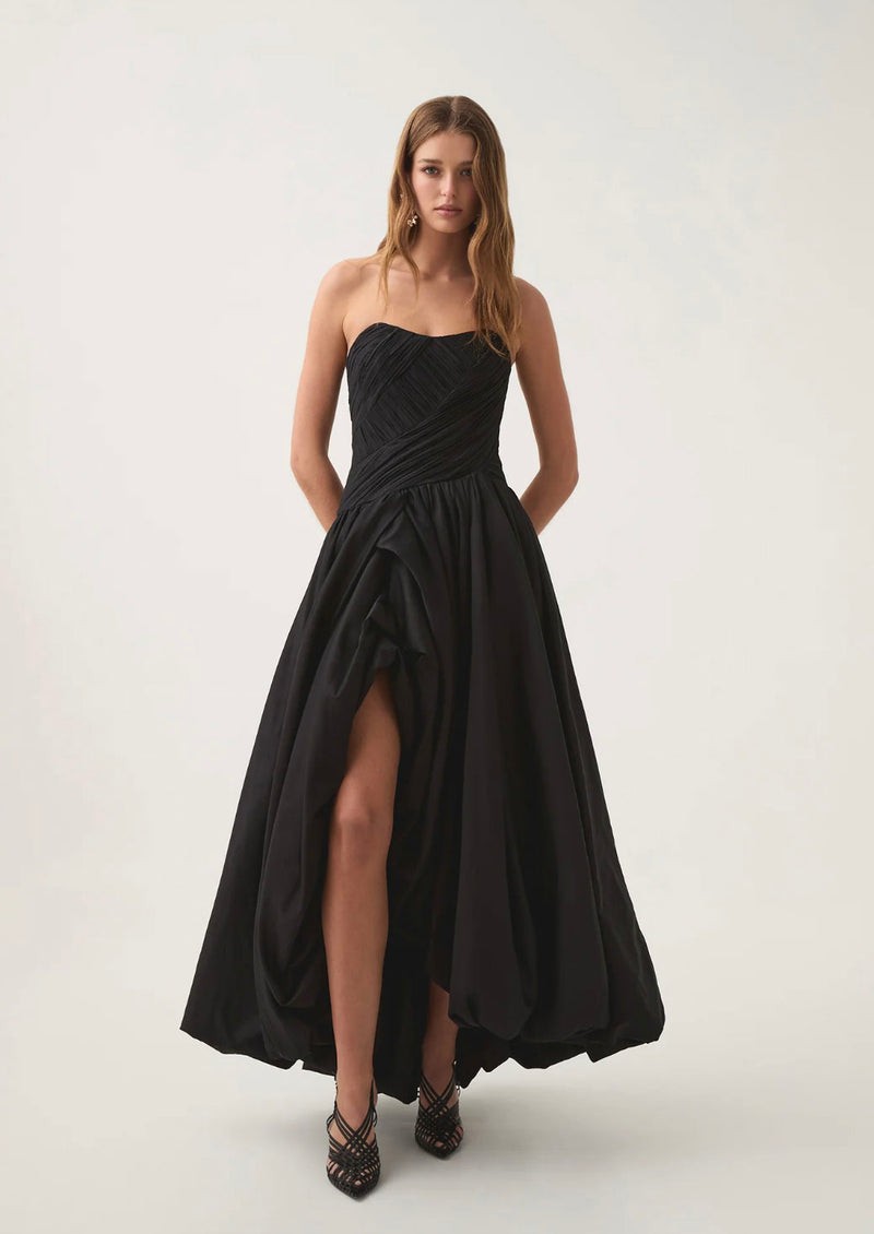 Rent the Spatial Asymmetric Strapless Black Maxi Dress by Aje at Rites