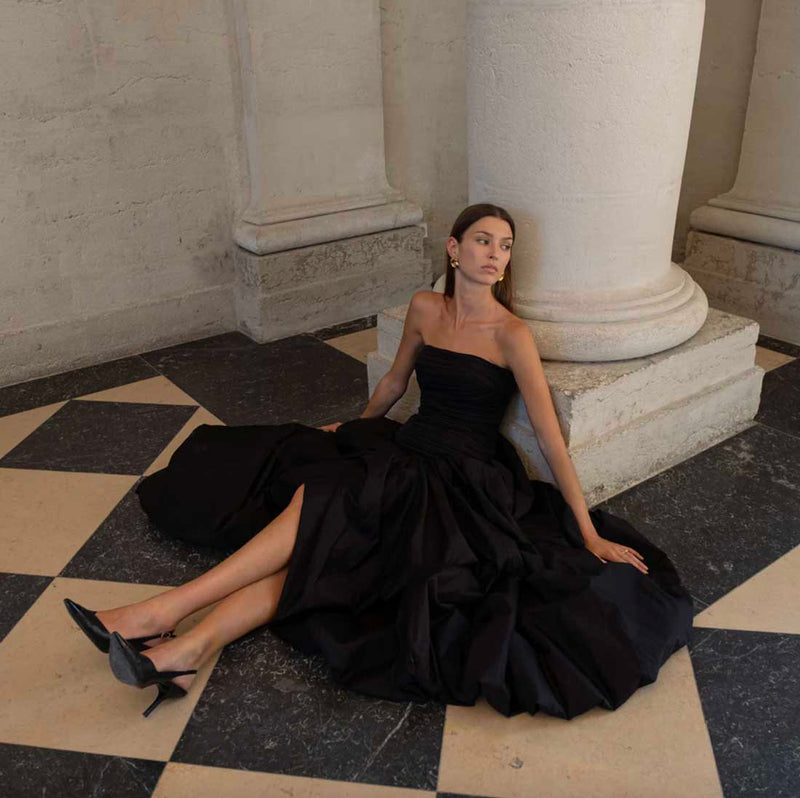 black maxi bubble dress Taottao Black Bubble Maxi Dress