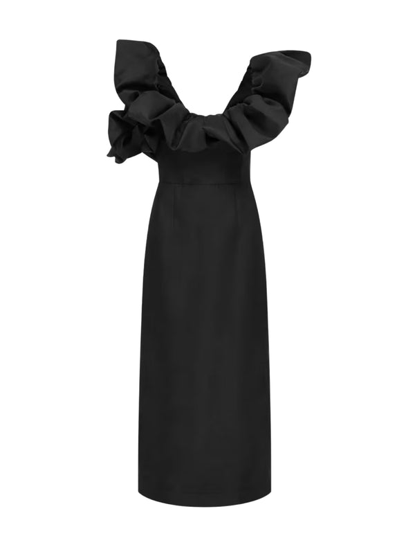Rent the Alemais Suzi Off-the-Shoulder Midi Dress in black at Rites