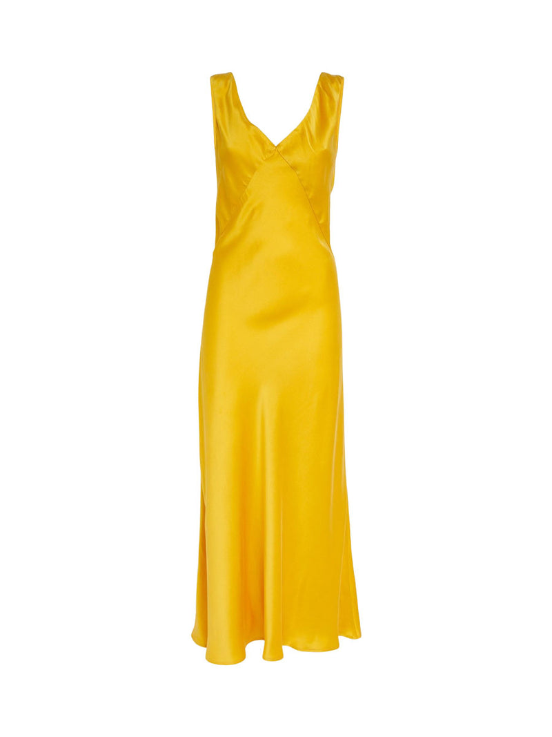 Rent the Asceno Bordeaux Silk Slip Dress in Mimosa yellow at Rites