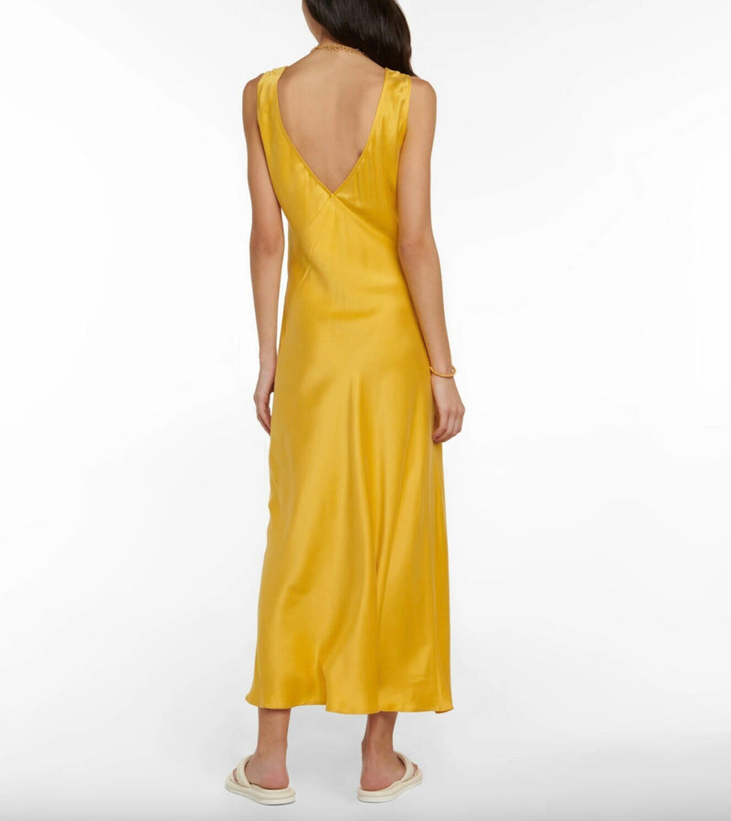 Rent the Bordeaux Silk Slip Dress in Mimosa yellow by Asceno at Rites