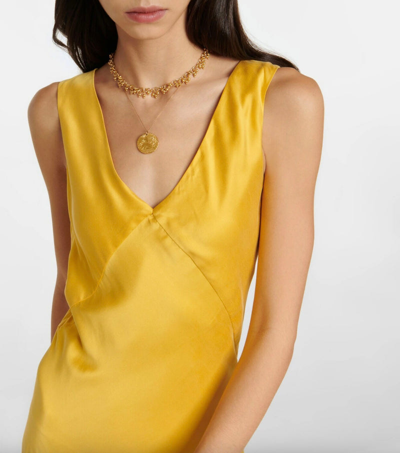 Rent the Asceno Bordeaux Yellow Silk Slip Dress at Rites