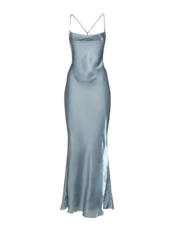 Rent the Bec & Bridge Indra Satin Maxi Dress in Steele Blue at Rites