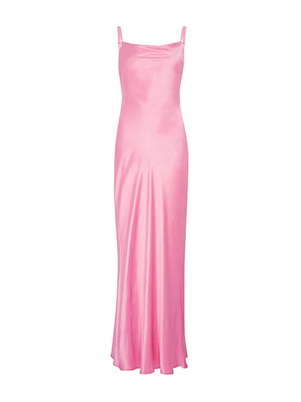 Rent the Mali Maxi Slip Dress in pink satin by Bec & Bridge