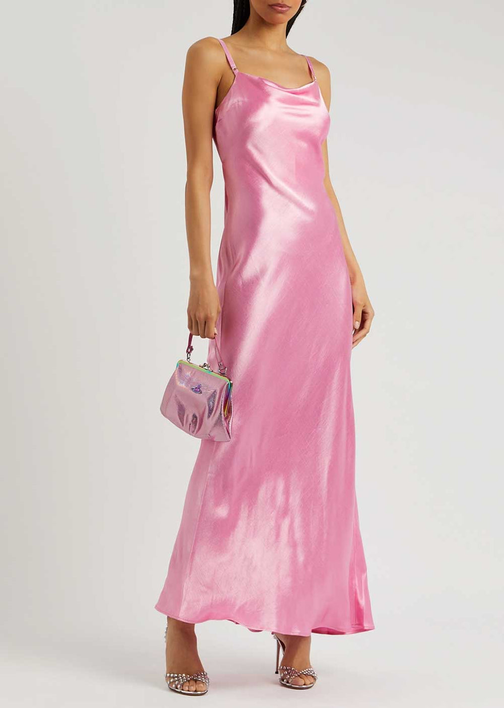 open lace back dress Rent The Mali Pink Satin Maxi Dress By Bec & Bridge