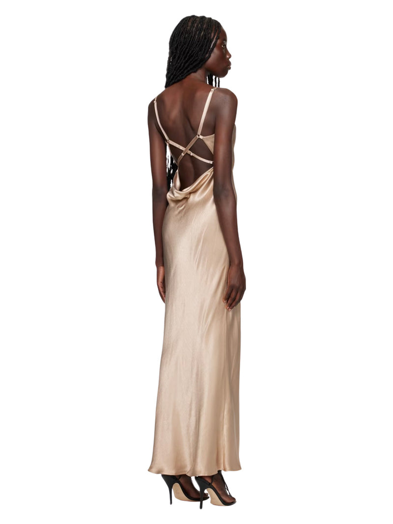 Rent the Malia Satin Maxi Dress in Smoke Taupe by Bec & Bridge at Rites