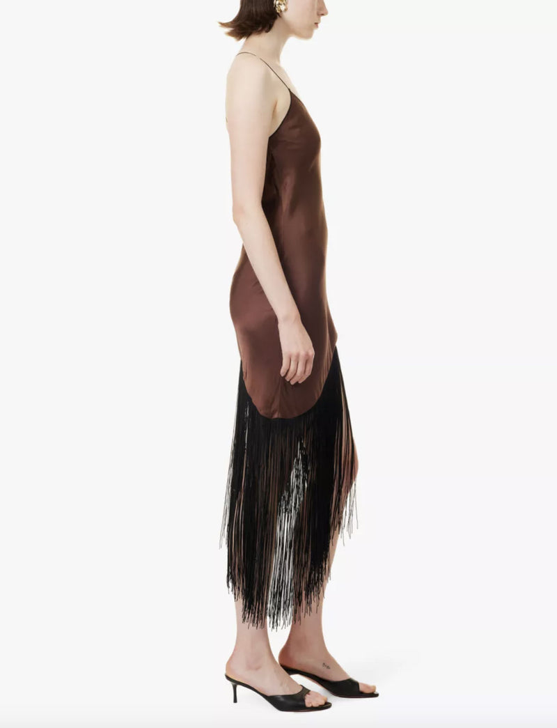 Rent the brown Sashay Fringe Embellished Dress by Bec & Bridge at Rites