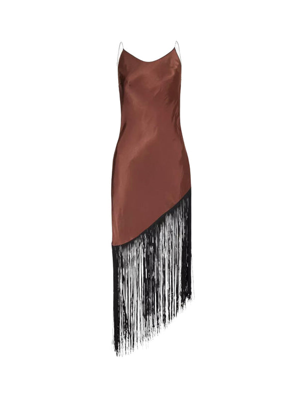 Rent the Bec & Bridge Sashay Fringe Embellished Dress in brown at Rites