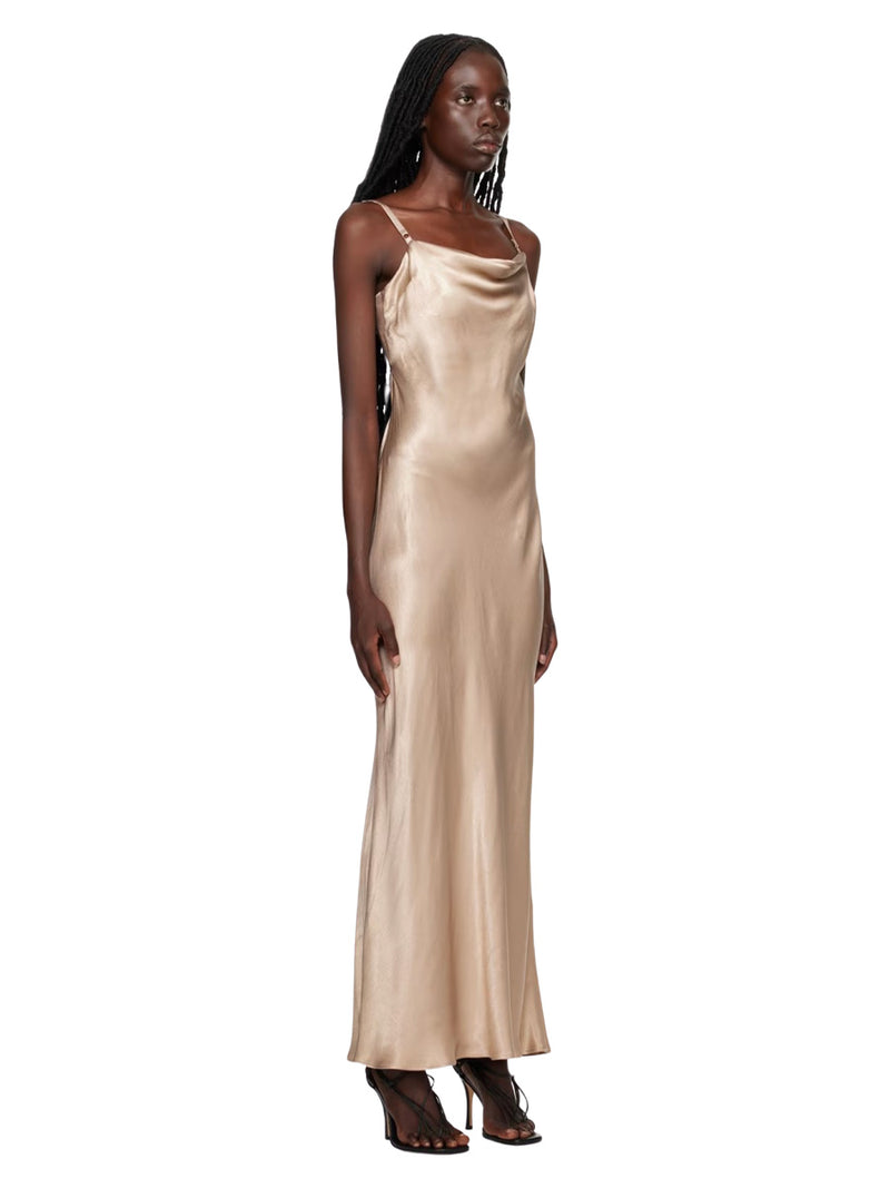 Rent the Smoke Taupe Malia Satin Maxi Dress by Bec & Bridge at Rites