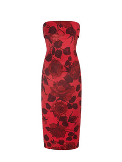 Rent the Emilia Wickstead Keeley Strapless Dress in red floral at Rites