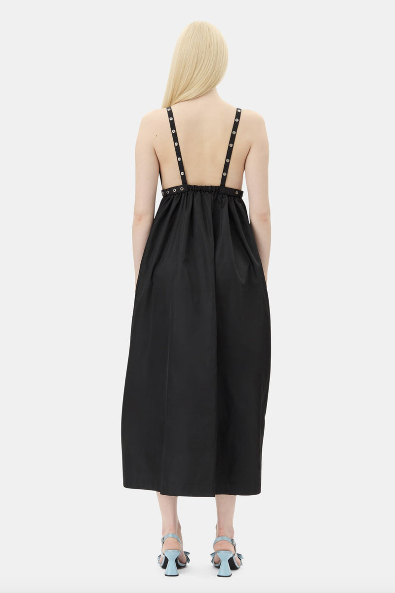 Rent Ganni Duchesse Strap Black Midi Dress | Rites Rental & Resale Rent Ganni Duchesse Strap Black Midi Dress | Rites Rental & Resale