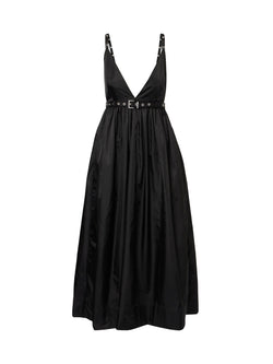 Rent Ganni Duchesse Strap Black Midi Dress | Rites Rental & Resale Rent Ganni Duchesse Strap Black Midi Dress | Rites Rental & Resale