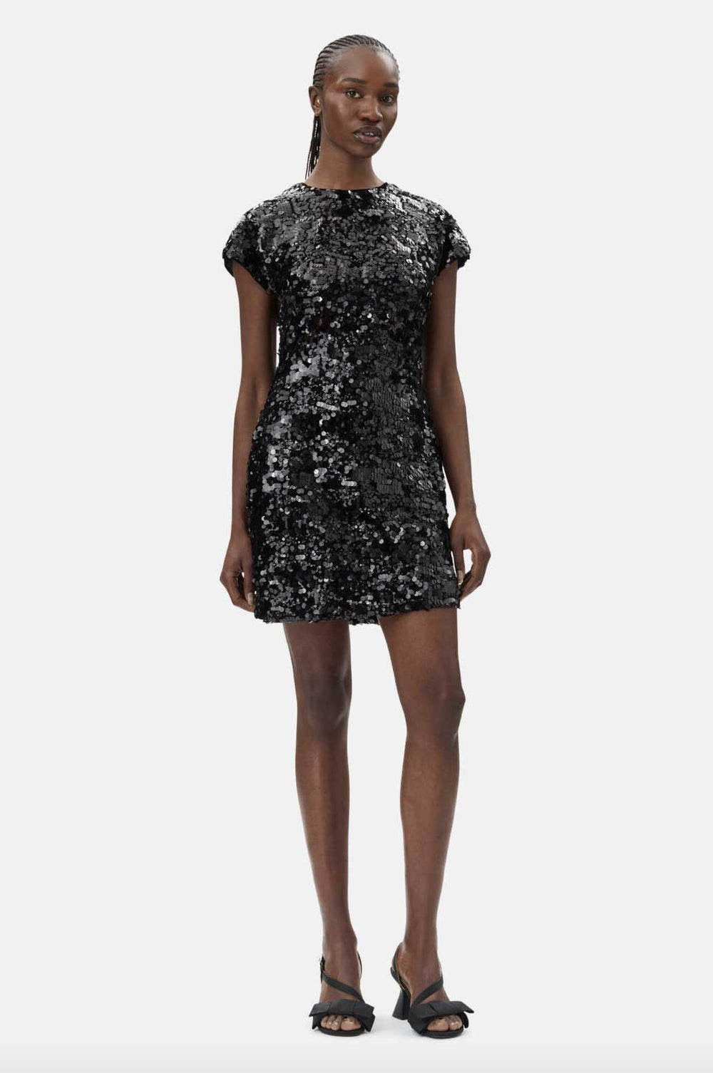 Rent Ganni Black Velvet Sequin Mini Dress