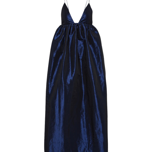 Rent Ganni Gathered Taffeta Midi Dress | Rites London Rent Ganni Gathered Taffeta Midi Dress | Rites London