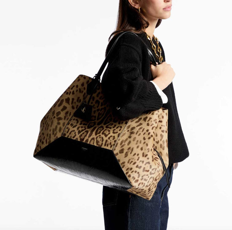 Shop the Jimmy Choo Diamond Tote Bag Large in Leopard Print at Rites London