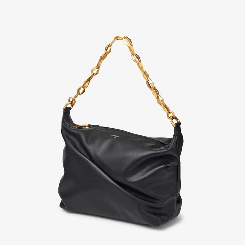 Shop the Diamond Soft Hobo bag in black leather by Jimmy Choo