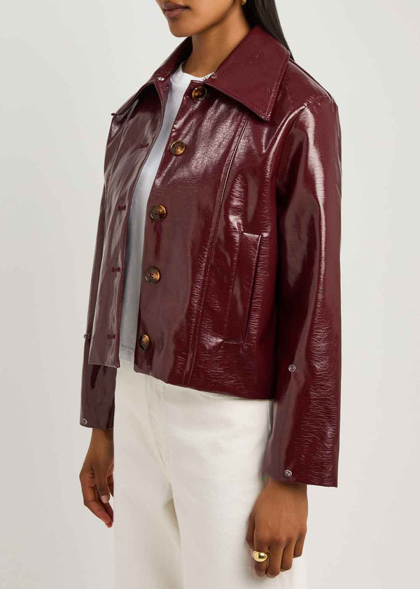 Rent the Kitri Bonnie Burgandy Vinyl Jacket in Oxblood at Rites