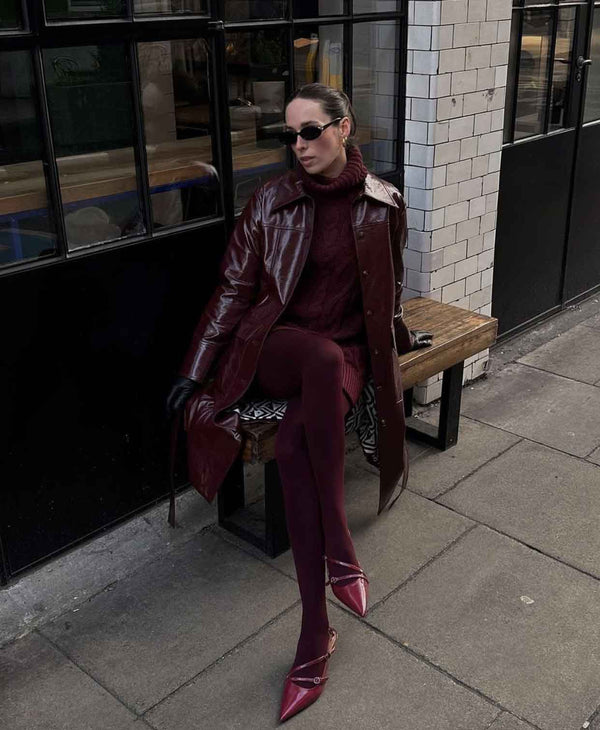 Rent the Dominique Burgundy Vinyl Coat by Kitri at Rites