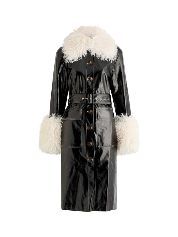 Rent the Kitri Simone Faux Shearling Trimmed Coat in black at Rites