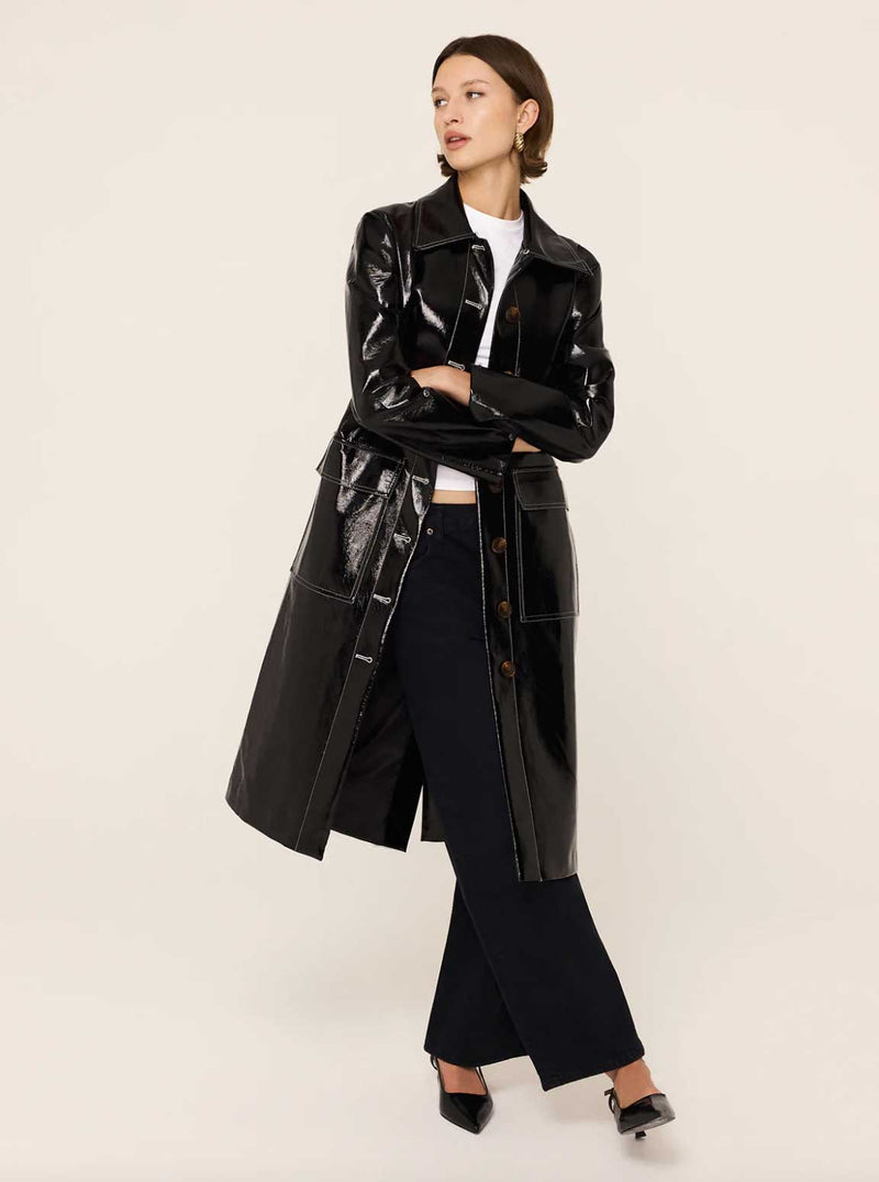 Rent the Kitri Simone Vinyl Coat in black at Rites