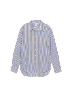 Shop the Mother x Clare V Roomie Frenchie Shirt in blue and white stripe at Rites